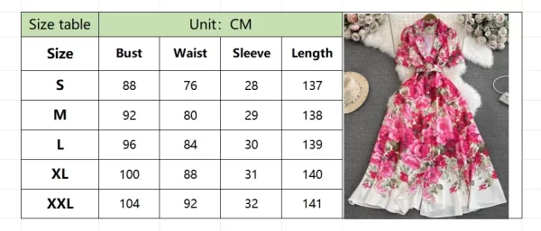 LE1935 2025 Summer Flower Series Print Dress Luxury Suit Collar Single Breasted Evening Gown Ladies Office A-Line Maxi Dress - Image 6