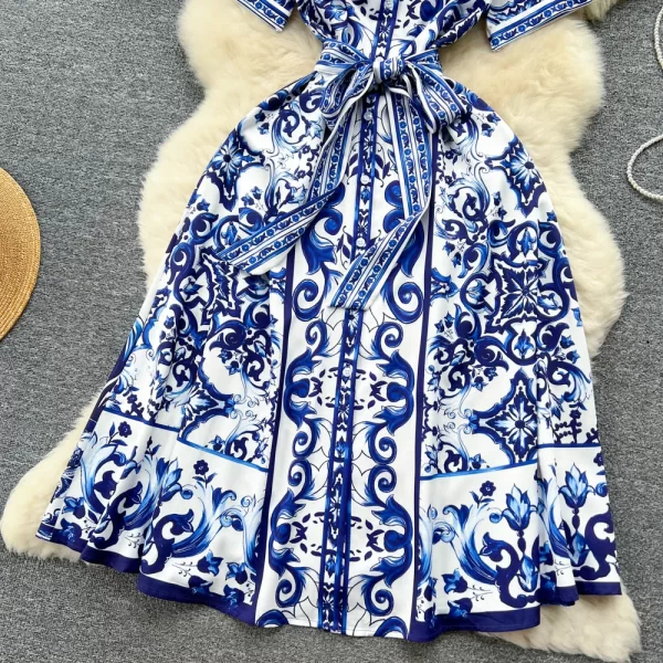 LE1654 Socialite Fashion Celadon Porcelain Printed Skirt Women'S 2025 High Waist Midi Office Party Women'S Dress - Image 6