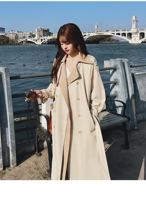 LE4577 Over the Knee Trench Coat Women New Spring Temperament Casual Popular British Wind Outerwears Coat - Image 3
