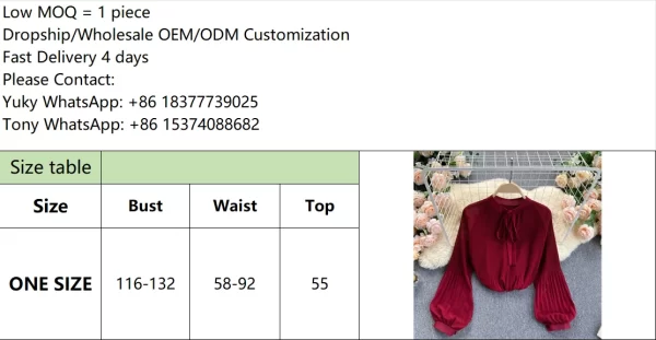 LE4028 Chiffon Long-Sleeved Shirt Women'S Pleated Lantern Sleeve Baggy All-In Candy-Colored Spring Top - Image 6