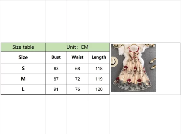 LE2127 Three-Dimensional Layer Thread Embroidery Red Strap Dress Embroidery Floral Dress Holiday Gentle Mesh Women'S Dress - Image 6