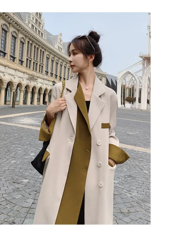 LE4561 New Spring and Autumn New Korean Women Trench Coat Loose Design Sense of Small British Style Slim Long Coat - Image 5