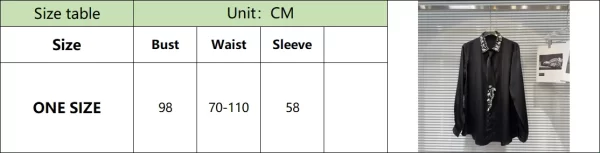LE2050 New Dark Girl Heavy Industry Pearl studded Bead Tie Satin Solid Color Shirt - Image 6