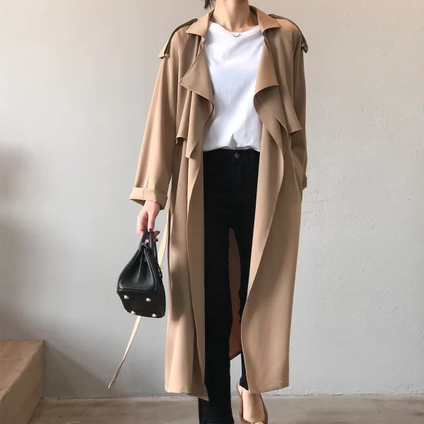 LE4539 Spring New Fashion Coats for Woman Temperament Long Trench Coat Woman Retro British Style Loose Coat Woman - Image 6