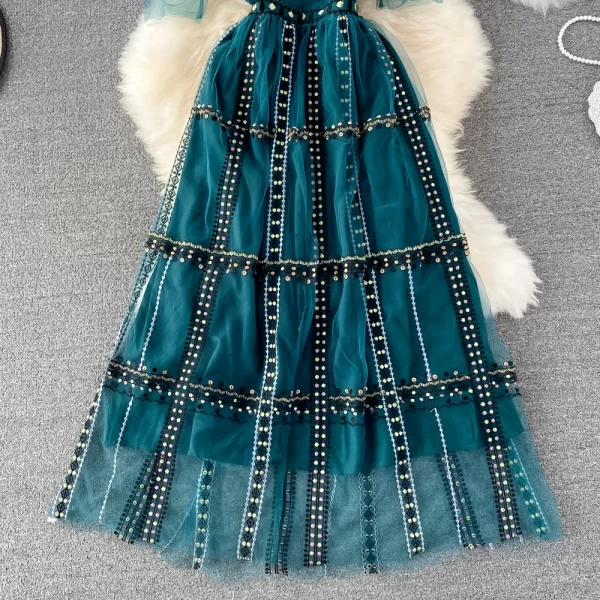 LE2140 Summer Haute Gauze Embroidered Women'S Dress Socialite Party Tulle Evening Dress Elegant Holiday Women Midi Dress - Image 3