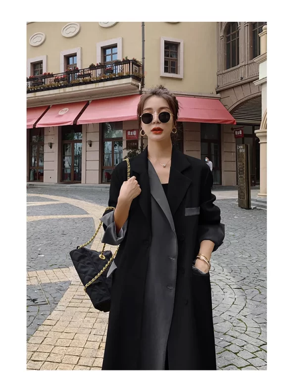 LE4561 New Spring and Autumn New Korean Women Trench Coat Loose Design Sense of Small British Style Slim Long Coat - Image 2