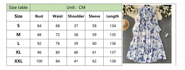 LE1913 European Ins Floral Print Chiffon Dress New French Vintage Bubble Seven-Point Sleeve Bohemian Holiday Maxi Dress Woman - Image 6