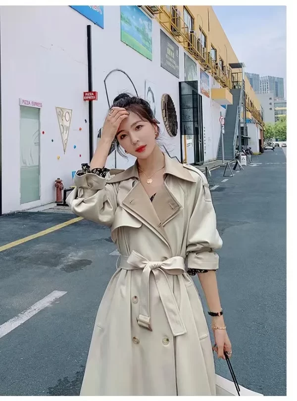 LE4564 Spring New British Style Fall Clothes 2025 Women Casual Goddess Style Over the Knee Autumn Coat - Image 6