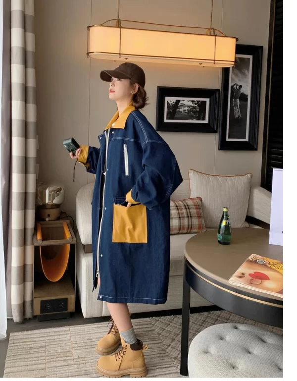 LE4501 Gentle Tie Long Coat Women Wear With Denim Trench Coat Female Spring and Autumn Casual Pop Coat - Image 5