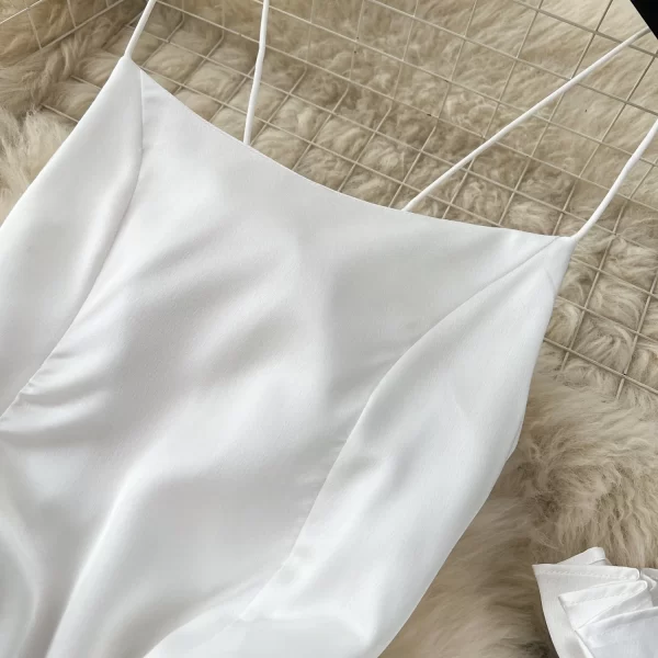 LE2071 Senior Sense Dress Spring Women Design Sense Irregular Slip Dress French Square Collar Temperament Dress With Sleeves - Image 5