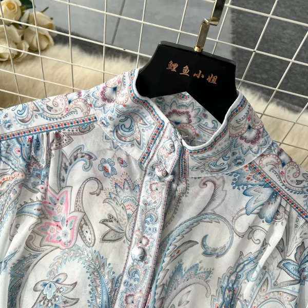 LE1905 2025 New French Court Style Dress National Style Women Print Casual Dress Lace-Up Thin Short Ruffled Elegant Dress - Image 4