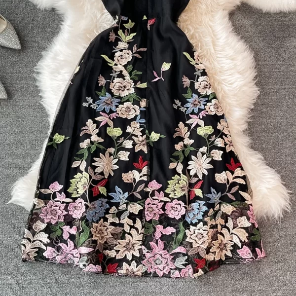 LE2142 Summer New Super Fairy Embroidered Mini Women'S Dress Vintage Gentle Mesh Crewneck Dress Elegant Temperament Dress - Image 4