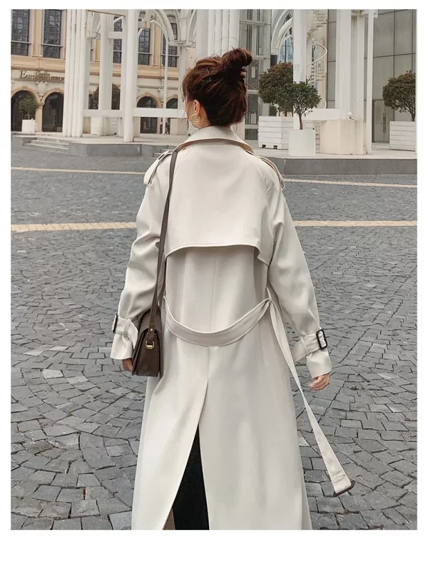 LE4580 Boutique Temperament Trench Coat Women'S Long Small Over the Knee Coat Spring Khaki Women'S Trench Coat - Image 6