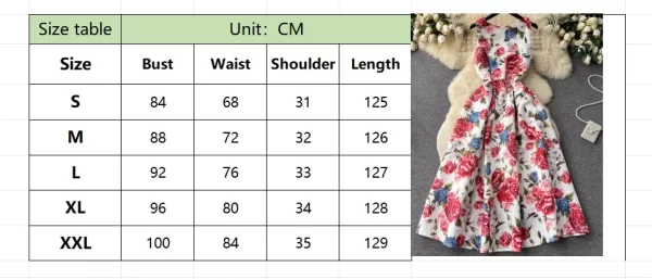 LE1919 2025 Summer Flower Series Printed Evening Dress Gentle Sleeveless A-Word Midi Dress Ladies Office Party Casual Dress - Image 6