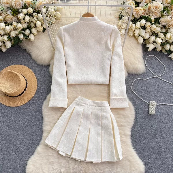 LE2079 Women's Retro Cheongsam Blouse Short Matching Age Reduction Pleated Skirt National Style Two Sets - Image 5