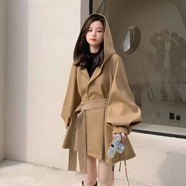 LE4574 Early Spring Loose New in Coats Jackets Temperament Woman Trench Coat
