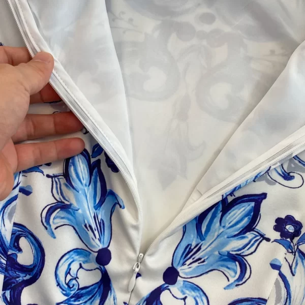 LE1513 Fashion Runway Mayorika Porcelain Flower Print Long Dress Women Short Sleeve O Neck Vintage Beach Party Vestido - Image 6