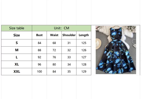 LE1944 Fashion O-Neck Slim Midi Women'S Sleeveless Dress Petunia Printed Three-Dimensional Tailoring Vest Dress - Image 6