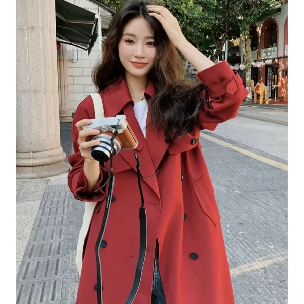 LE4549 Fashion Slim and High Trench Coat 2025 New Korean Version of Relaxed Relaxed Temperament Sweet Coat