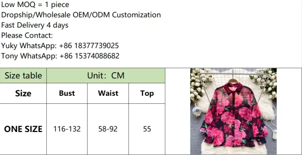 LE4016 French Vintage Tulle Floral Shirt Women'S Summer Polo Collar Lantern Sleeve Design Sense of Niche Chic Loose - Image 6