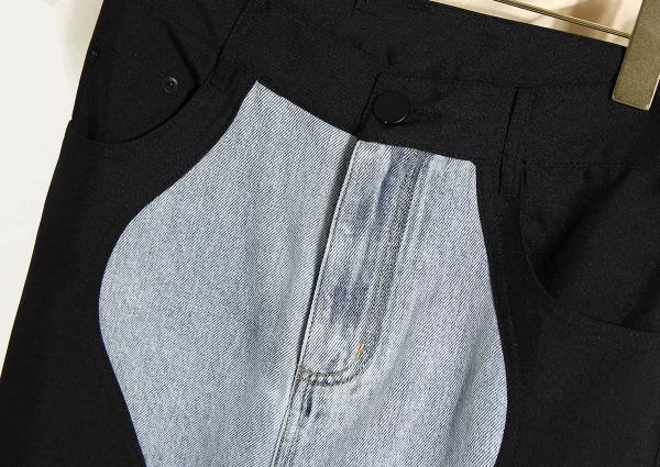 ZT1065 Black and Blue Wave Denim Splicing Straight Leg Wide Leg Pants Women 2025 New Ins Street Style Fashion Pants - Image 3