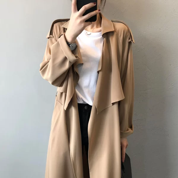 LE4539 Spring New Fashion Coats for Woman Temperament Long Trench Coat Woman Retro British Style Loose Coat Woman - Image 3