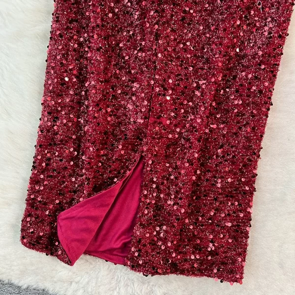 LE1458 French High-Grade Temperament Organza Splicing Sequins Strapless Dress Sexy Pencil Hip Dress Celebrity Style Dress - Image 5