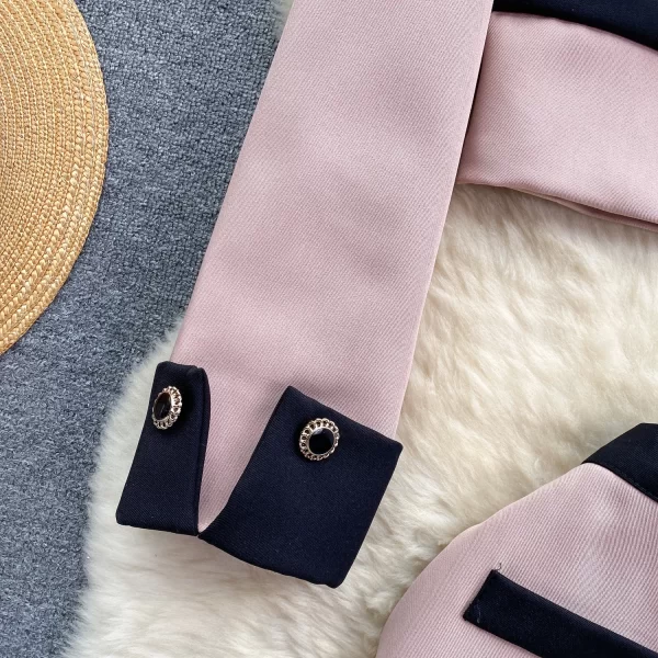 LE2087 Korean Drama Rich Family Daughter Suit Small Fragrant Wind Color Bow Cardigan Coat Short Skirt Two-Piece Set - Image 4