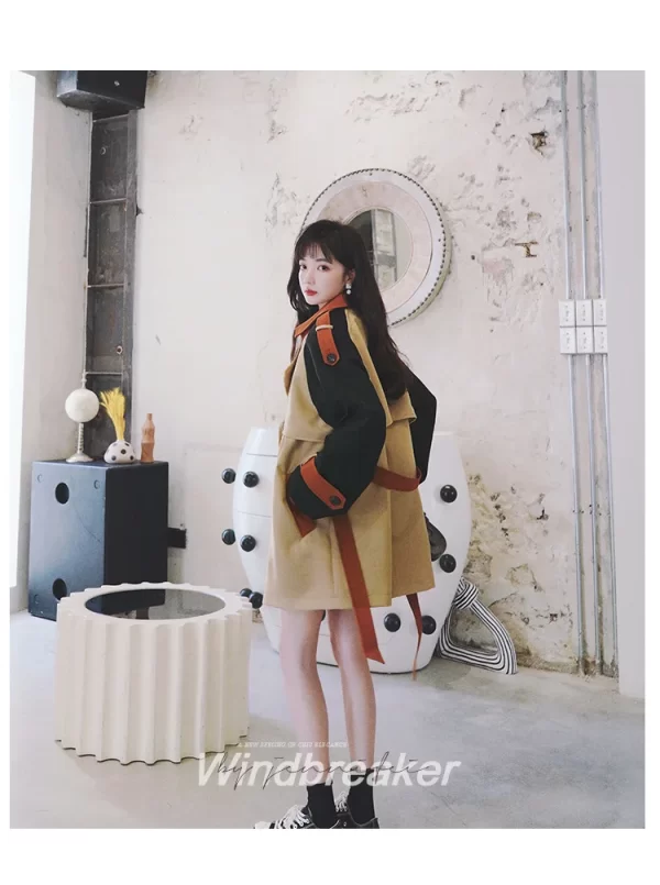 LE4560 Spring and Autumn Trench Coat Women Waist Design Sense of Small British Wind Color Temperament Women Coat - Image 3
