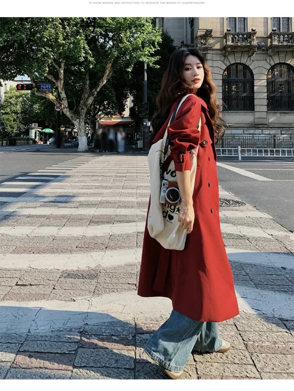 LE4549 Fashion Slim and High Trench Coat 2025 New Korean Version of Relaxed Relaxed Temperament Sweet Coat - Image 4