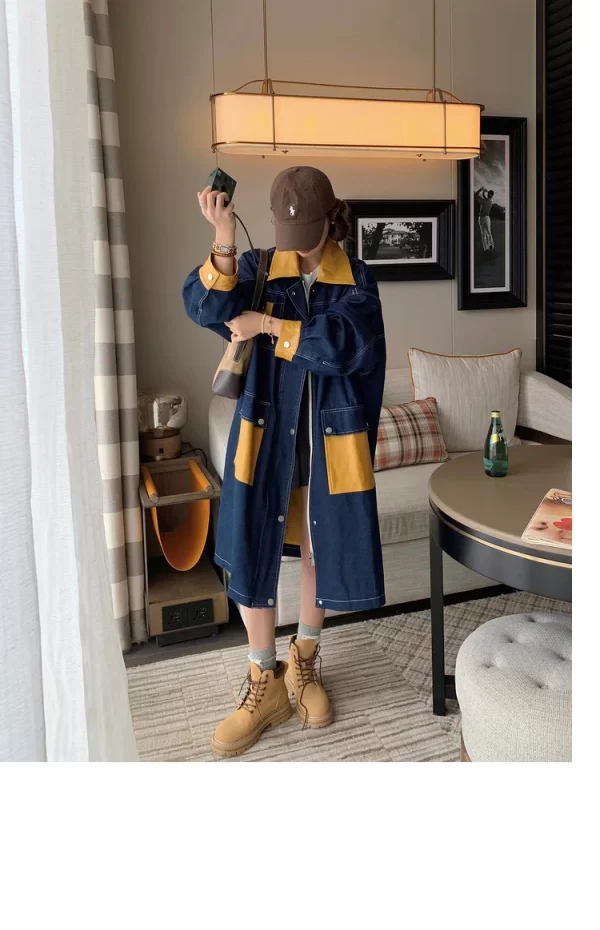 LE4501 Gentle Tie Long Coat Women Wear With Denim Trench Coat Female Spring and Autumn Casual Pop Coat - Image 3