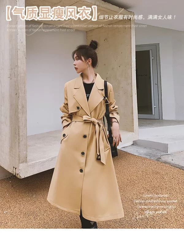 LE4578 Autumn Wear All Casual Trench Coat for Women Coat Women'S Long Over the Knee Loose Coat - Image 6