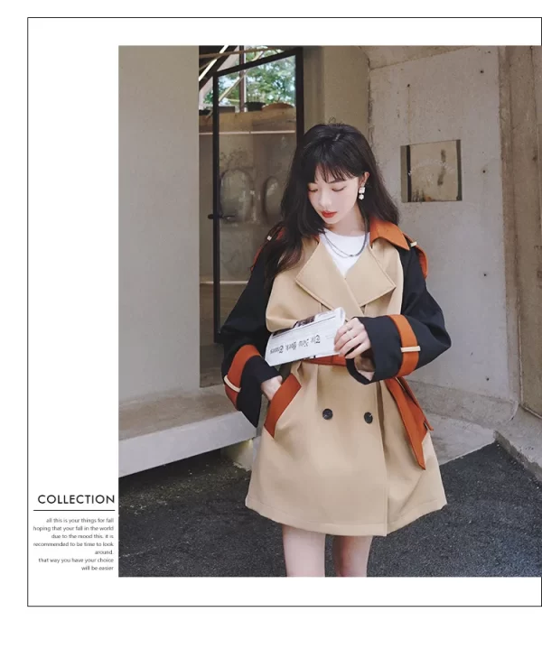 LE4560 Spring and Autumn Trench Coat Women Waist Design Sense of Small British Wind Color Temperament Women Coat - Image 2